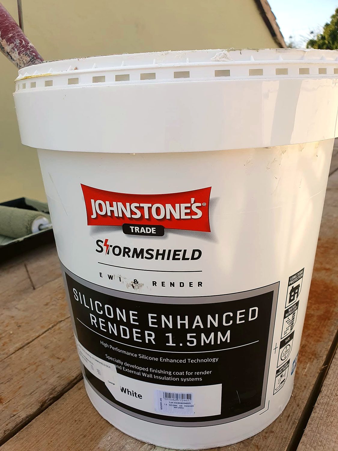 Johnstone's Stormshield silicone render being applied