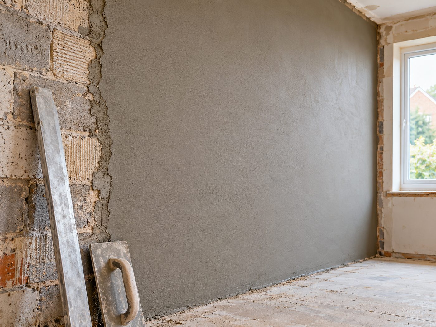 Sand and cement floating coat on an internal wall